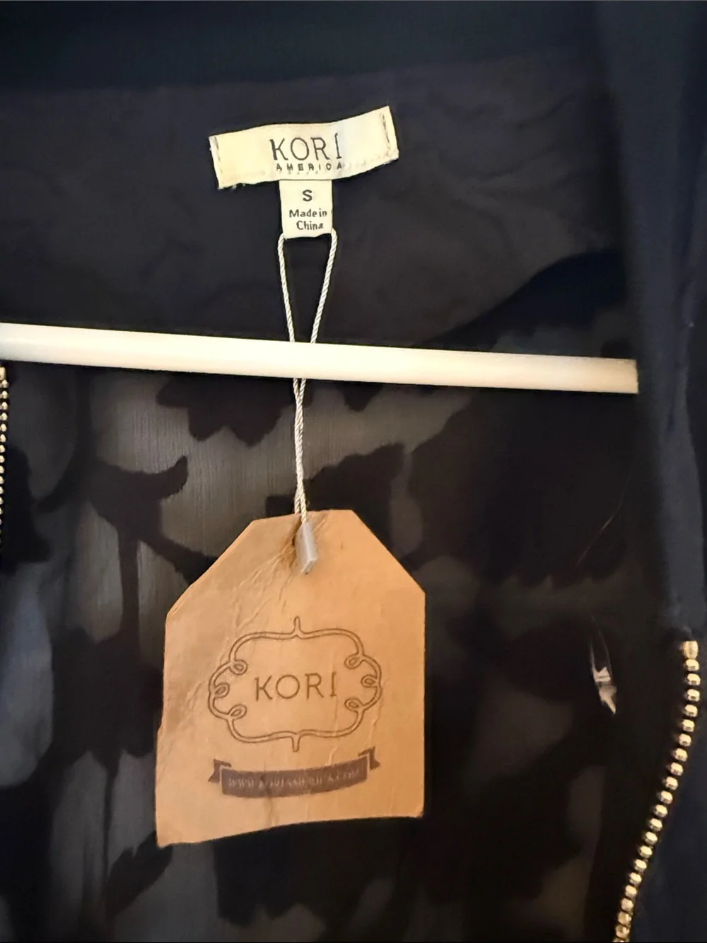 NWT Kori Sheer Black Embroidered Bomber Jacket Small